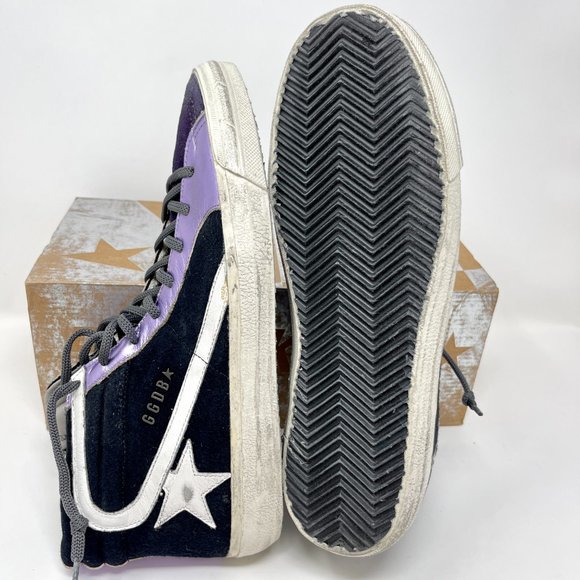 Golden Goose High Top SLIDE Sneakers Grape Textile Suede Size 38 US 8 - Picture 9 of 9